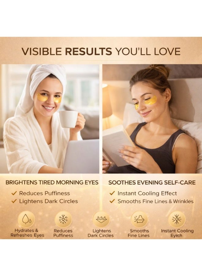 FERRYGROW Gold Under Eye Patches – Hydrogel Eye Mask for Dark Circles, Puffy Eyes & Eye Bags, Moisturizing Under Eye Treatment for Men & Women, 20 Pairs - Image 2